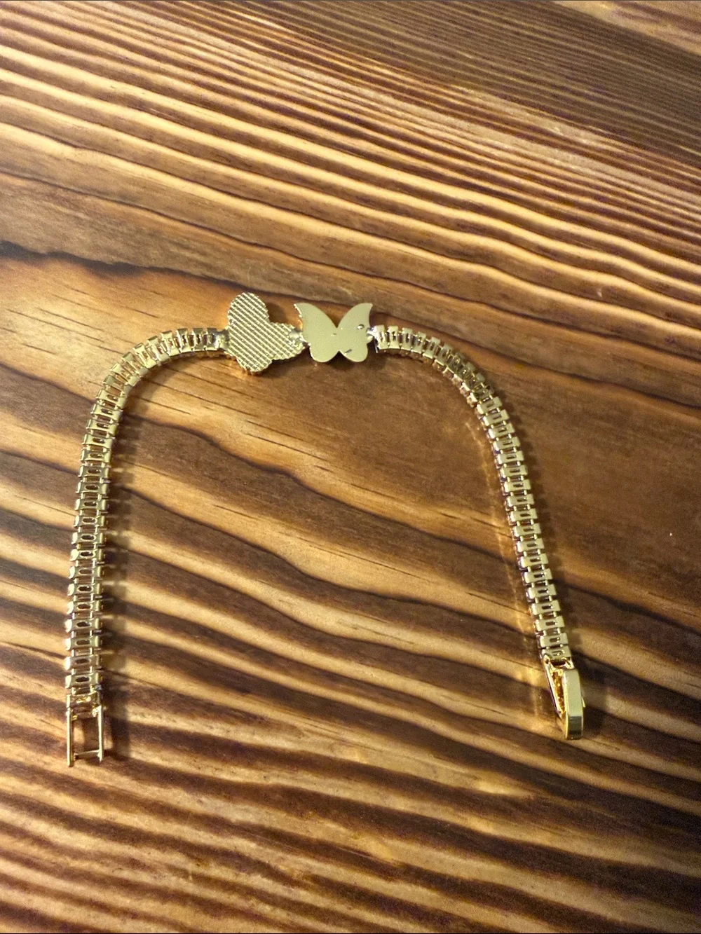 Gold Plated Butterfly & Flower Crystal Bracelet - Women Accessorie